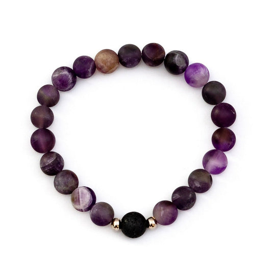 Dream Bracelet: Amethyst and Lava Stone Diffuser Beads