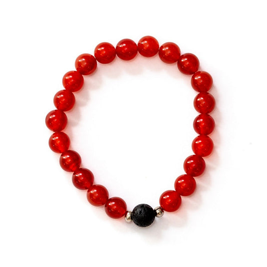 Motivation Bracelet: Carnelian and Lava Stone Diffuser Beads