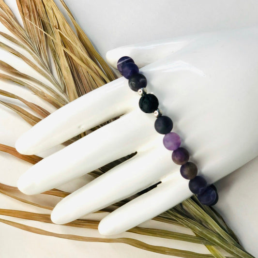 Dream Bracelet: Amethyst and Lava Stone Diffuser Beads