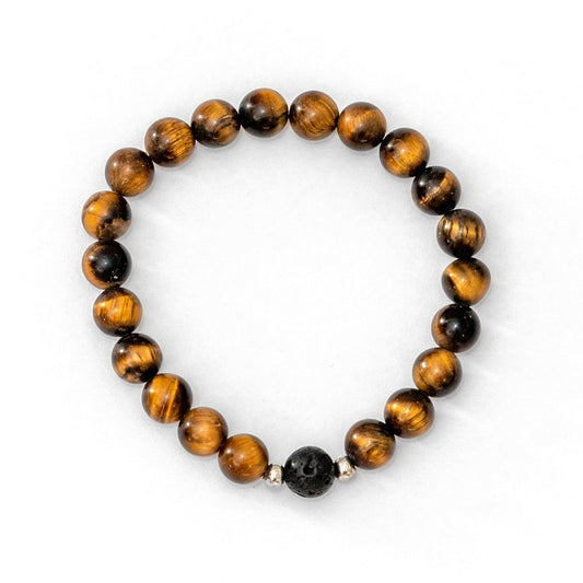 Balance Bracelet: Tiger’s Eye and Lava Stone Diffuser Beads